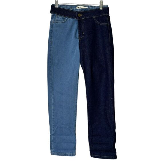 Reindeer Jeans Womens 36 Double Agnet Colorblock Two Tone Waist 26" Blue Denim‎ - Picture 1 of 14